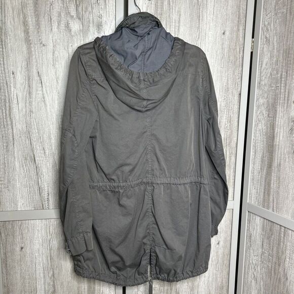James Perse Anorak Utility Jacket Packable Hood Pockets Gray Color Size 2 - Picture 11 of 13
